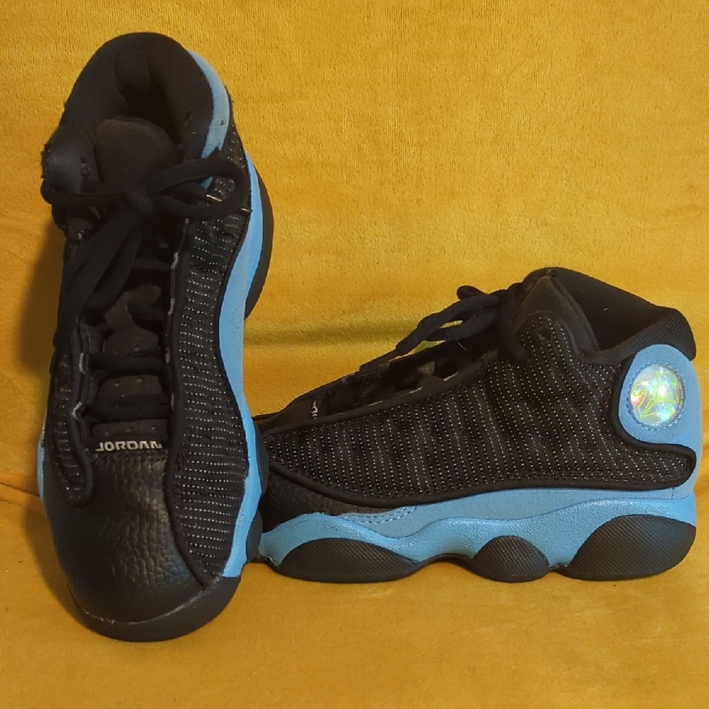 13  Retro Air Jordan Kids Sneakers in Black and Blue 13c